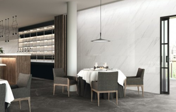 Vanglih 60 x 120 cm. Pavimento Bayona Grey Natural 120 x 120 cm.