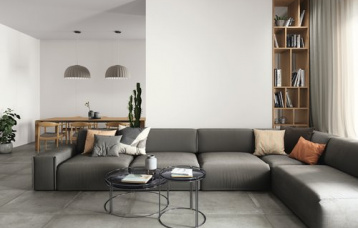 Blanco 260x120 cm. Grafton Grey 80x80 cm.