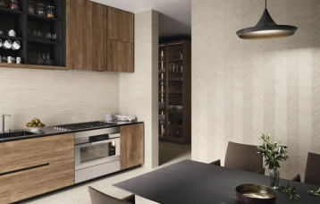 Larchwood Maple 30 x 90 cm. Zig Larchwood Maple 30 x 90 cm. Pavimento Arkesia Sand 60 x 120 cm.