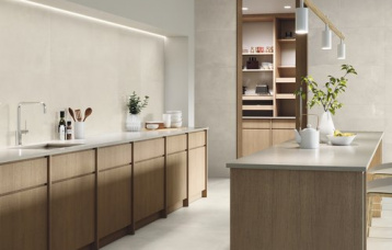 Unik Ivory pulido 60 x 120 cm. Pavimento Unik Ivory natural 120 x 120 cm.