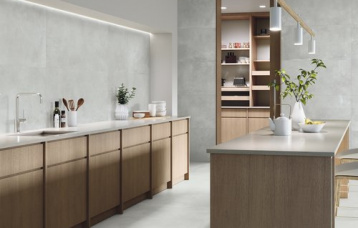 Unik Ash pulido 60 x 120 cm. Pavimento Unik Ash natural 120 x 120 cm.