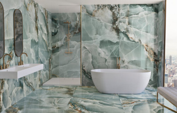 Onyx Turquoise Pulido 260x120 cm. Pavimento Onyx Turquoise  Pulido 120x120 cm