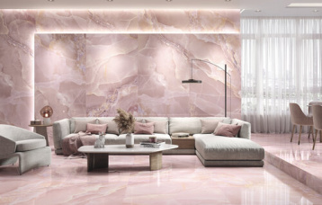 Onyx Rose Pulido 260 x 120 cm. Pavimento Onyx Rose Pulido 120 x 120 cm.