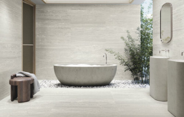 Venice Natural Grigio 60x120 cm. Pavimento Venice Natural Grigio120x120 cm.