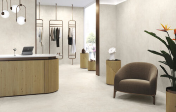 Asphalt Off White 260 x 120 cm. Pavimento Asphalt Off White 120 x 120 cm.