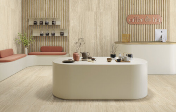 Venice Miele Natural 120x260 cm. Pavimento Venice Miele Natural 120x120 cm.