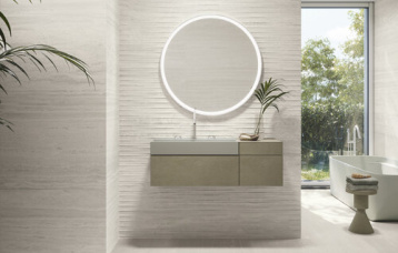 Venice Bianco 30x90 cm. Relieve Drip Bianco 30x90 cm. Pavimento Venice Bianco 60x60 cm.