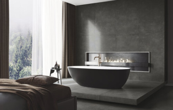 Revestimiento Village Soft Noir 80x160 cm. Pavimento Village Soft Noir 80x80 cm.