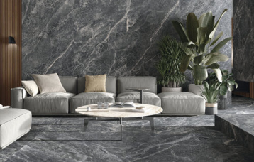 Electra Black Natural 120x280 cm. Pavimento Electra Black  Natural 120x120 cm.