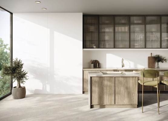 Blanco Natural 120x280.  Salerno Ivory 120x120