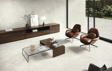 Revestimiento Crystallo Natural 120x280 cm. Pavimento Crystallo Natural 120x120 cm.