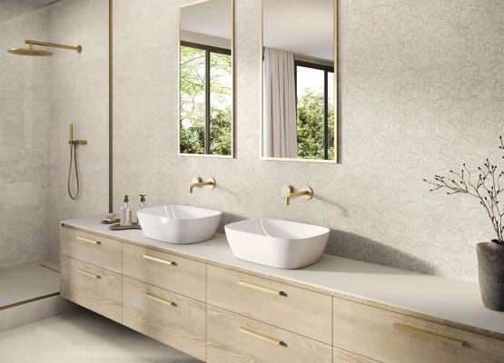 Revestimiento Covent Sand 60x120 cm.  Brera Sand 60x60 cm.