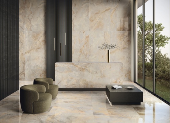Revestimiento Royale Ambar 120x280 Pulido cm. Royale Ambar 60x120 Pulido cm.